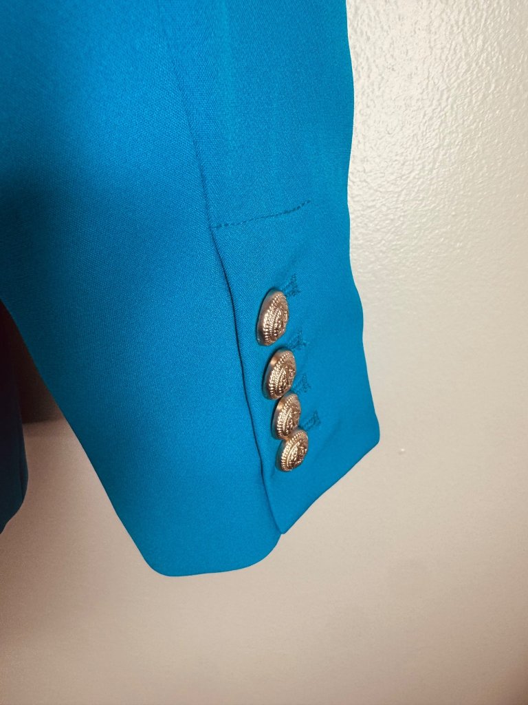 New Generation Love Delilah Crepe Blazer Amalfi Blue Size Xxl 2xl Gold Buttons — image 7 of 7